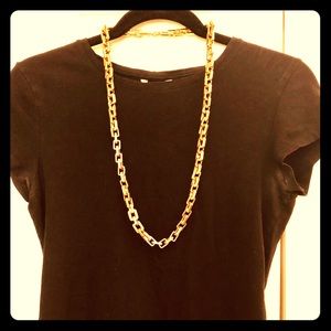 Gold & orange w/ rhinestone accents chain necklace